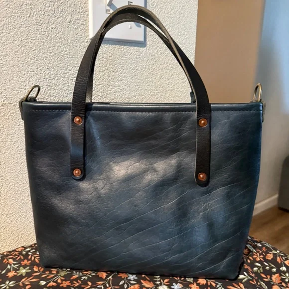 Go Forth Goods LE Indigo Bison Leather Small Avery Tote NEW MSRP $400 - Picture 2 of 9